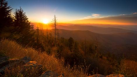 Fiery autumn view over the Great Smokies