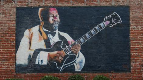 Wandbild von B.B. King in Indianola, Mississippi