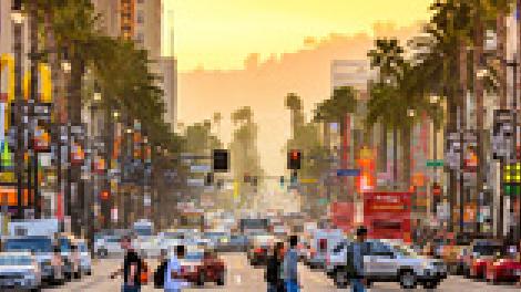 Bustling activity on the iconic Hollywood Boulevard