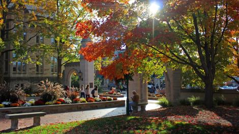 Colorful fall foliage on the campus of Indiana University