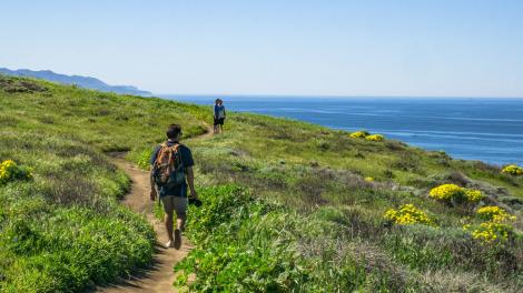 Channel Island coastal hiking trail popular for its views of the rocky Pacific Coast Channel Island coastal hiking trail popular for its views of the rocky Pacific Coast