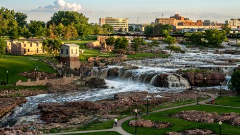 The Big Sioux River running through Falls Park