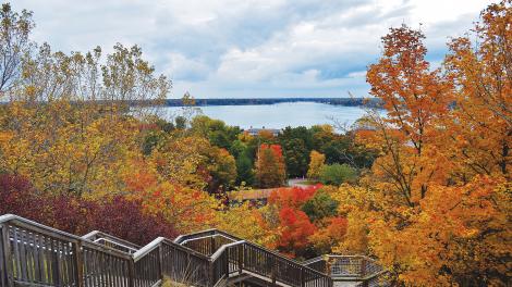 Brilliant fall colors along Mt. Pisgah in Holland, Michigan