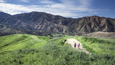 Hiking with mountain views in the Golden Valley Ranch Open Space