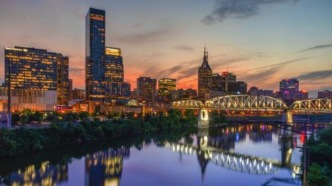 A spectacular Music City sunset in Nashville, Tennessee