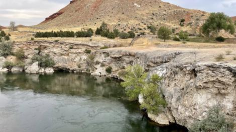 Hot Springs State Park in Thermopolis, Wyoming, home to the world's largest mineral hot springs