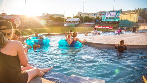 Relaxing in the Lazy River at Riders Field during a Frisco RoughRiders baseball game