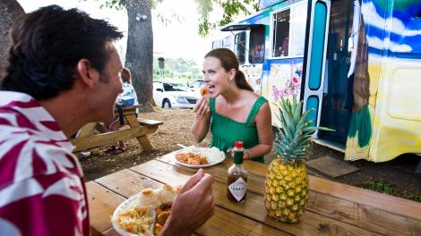 Eating at a food truck in Hawaiʻi