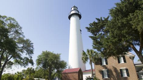 D­as St. Simons Lighthouse auf den Golden Isles, Georgia