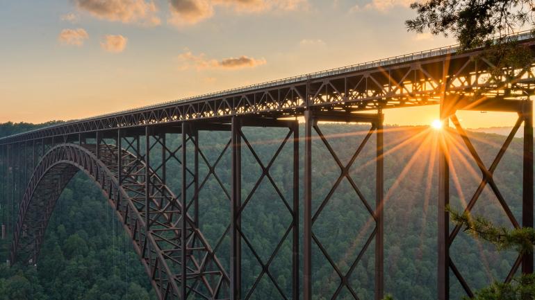 The New River Gorge bridge in West Virginia