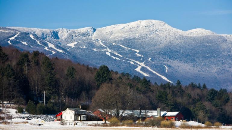 Paths on the slopes in Stowe, Vermont