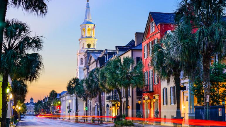 The iconic architecture and palm trees of Charleston