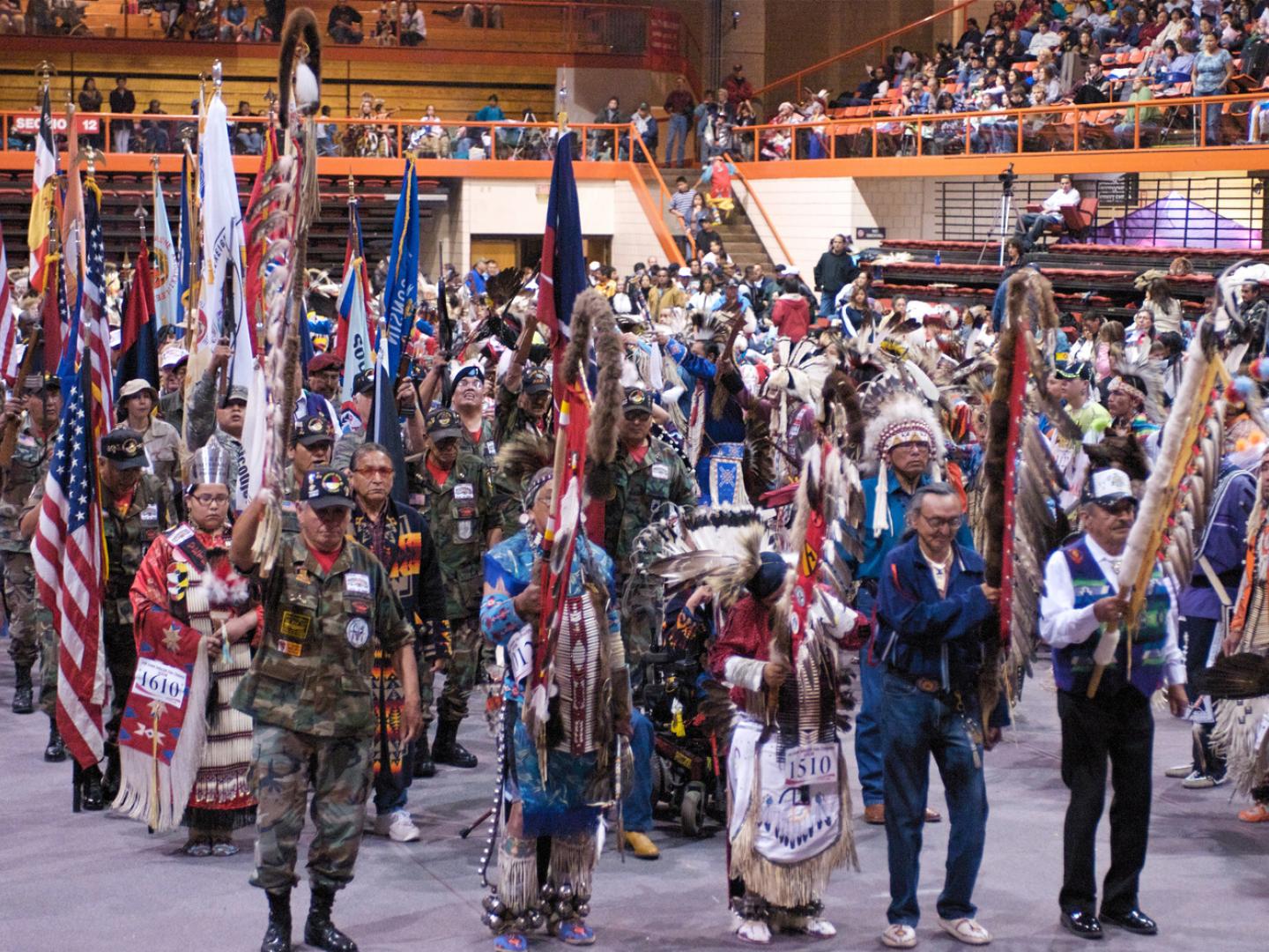 A procession in progress at Black Hills Powwow