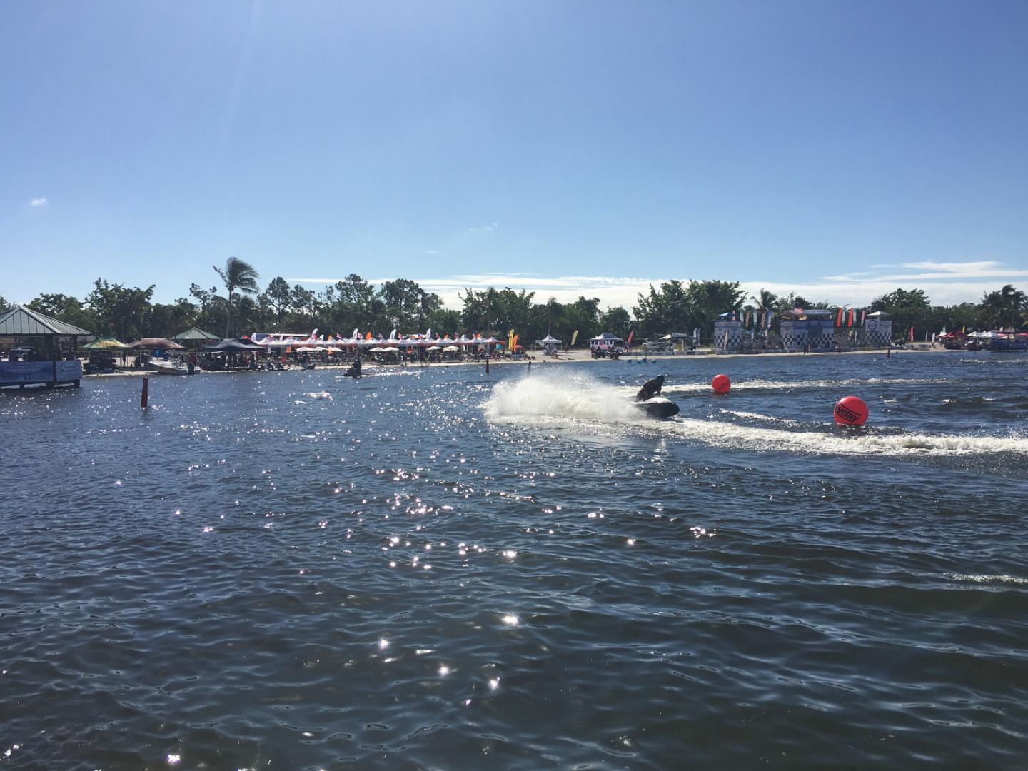 Personal watercraft racing at the Pro Watercross World Championships in Naples, Florida