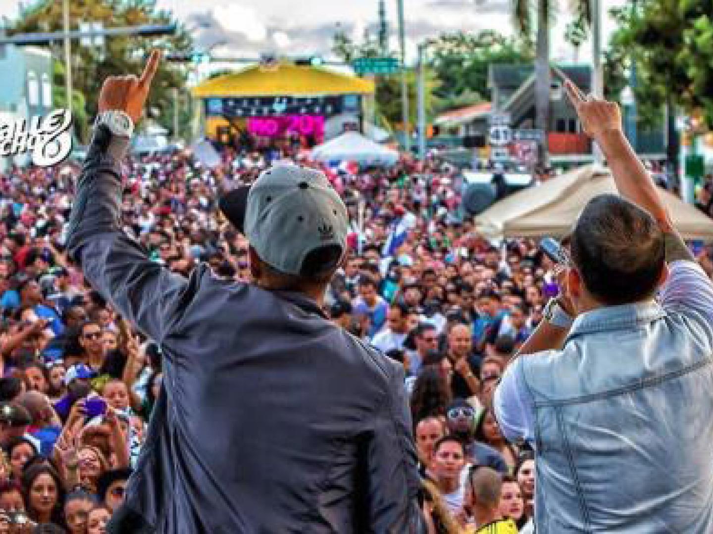 The lively Calle Ocho Festival on the streets of Little Havana in Miami, Florida