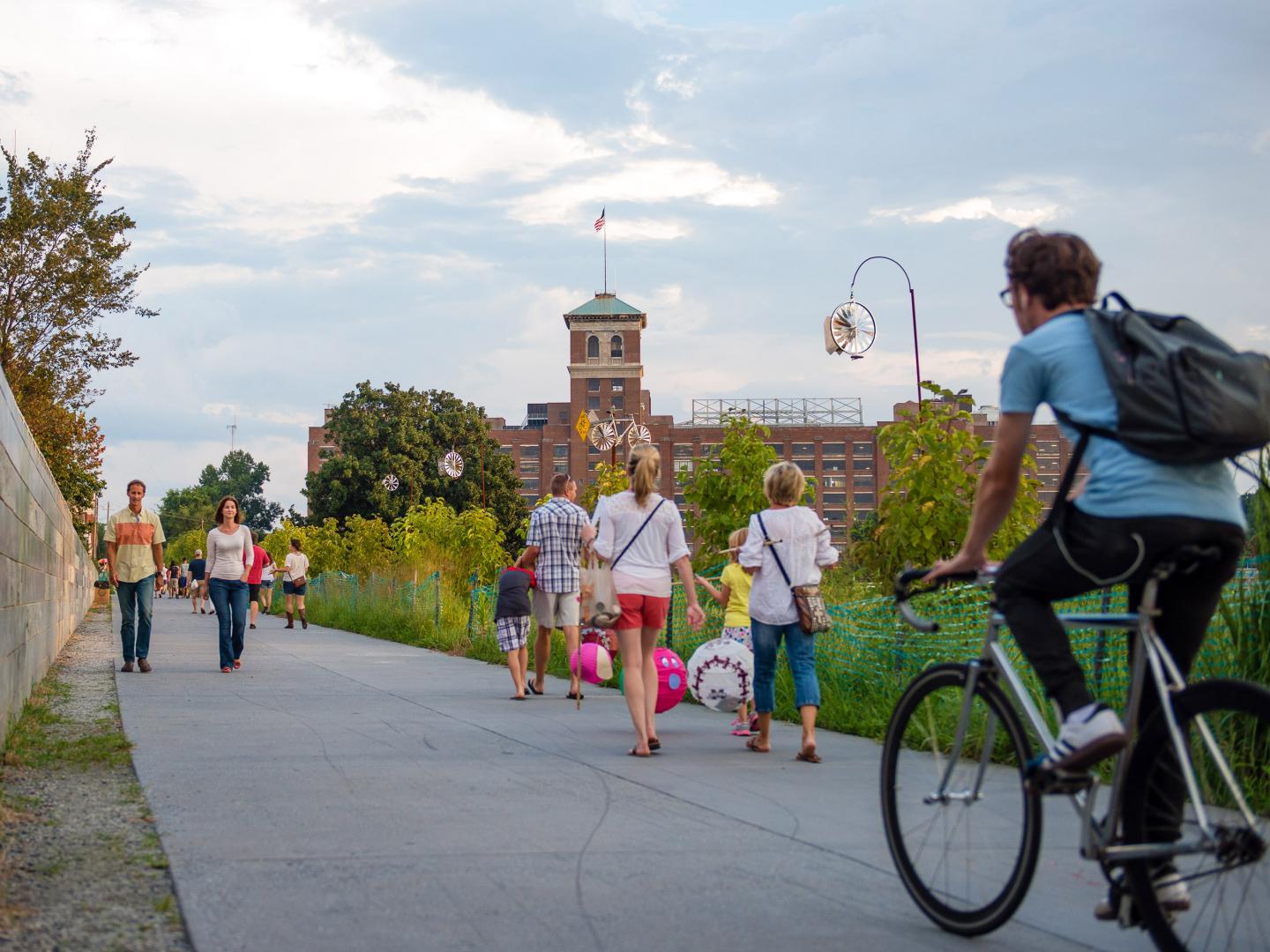 Walkers and cyclists along the Atlanta BeltLine, which hosts an annual lantern parade