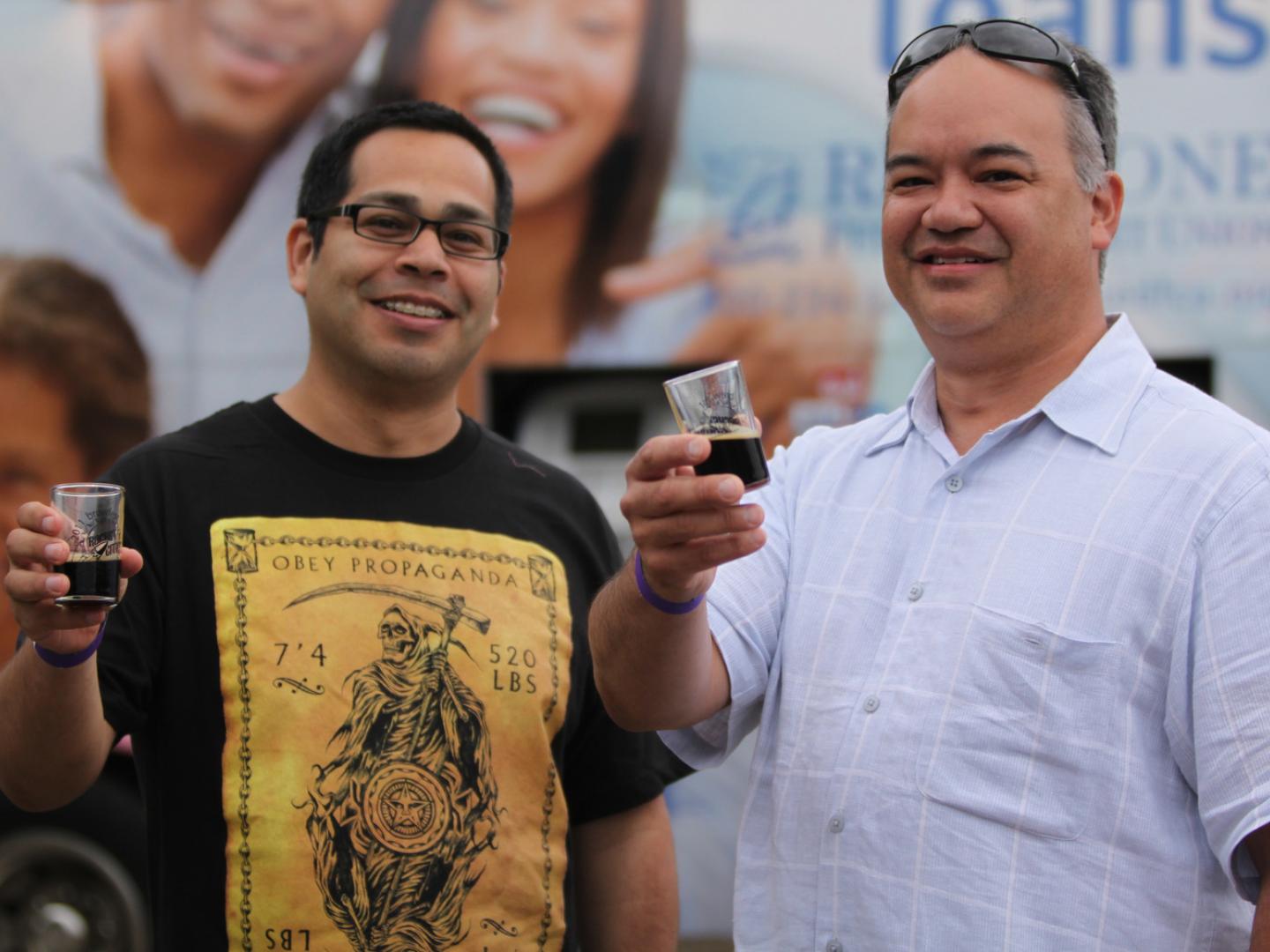 Sampling beers at the Rocket City Brewfest in Huntsville, Alabama