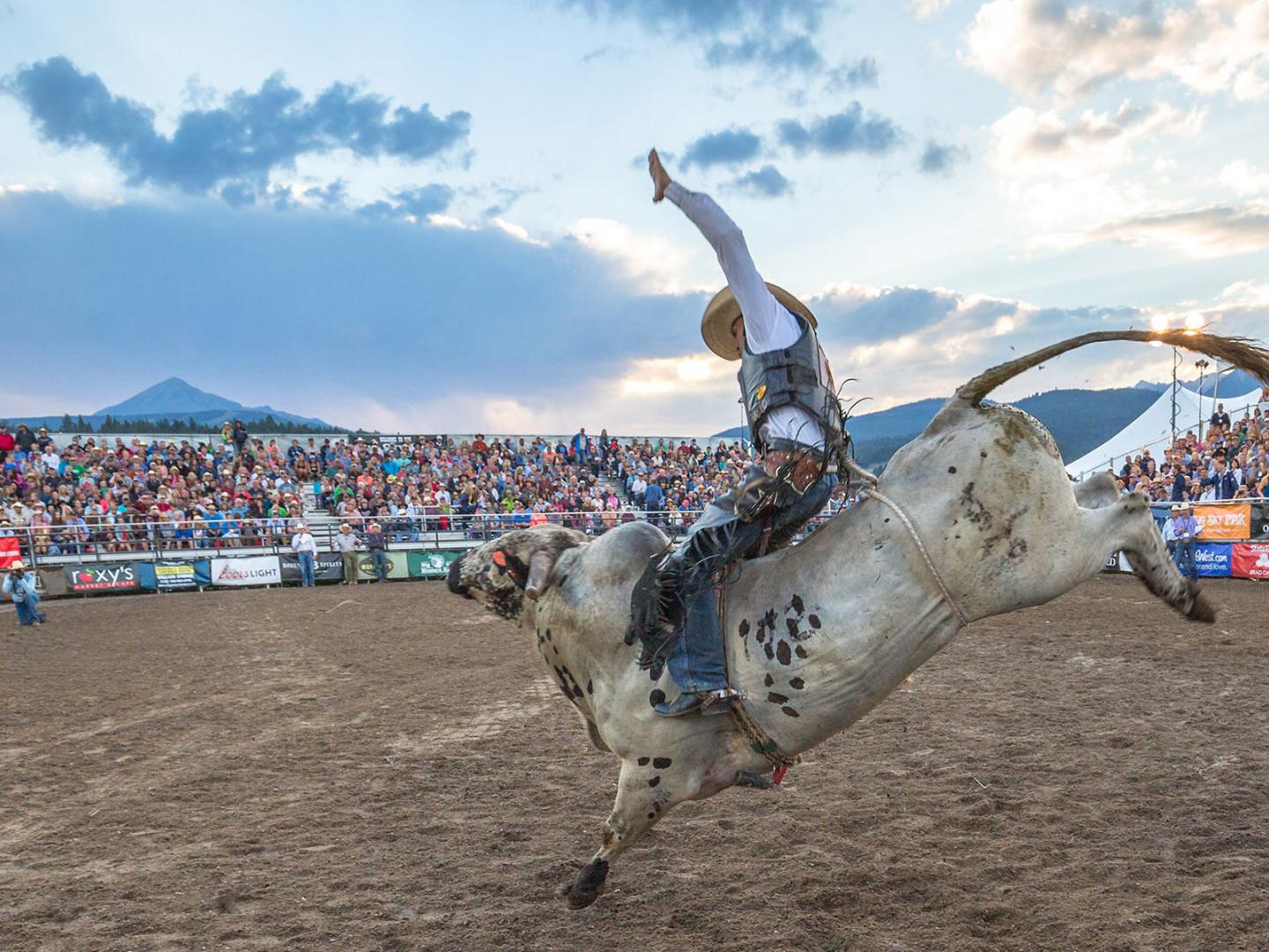Competing in the the annual Big Sky Professional Bull Riding event in Montana