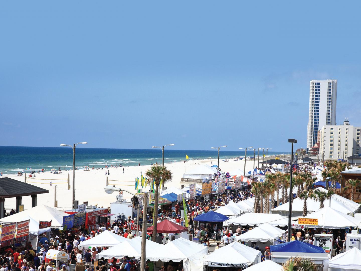 Aerial view of the National Shrimp Festival in Gulf Shores, Alabama