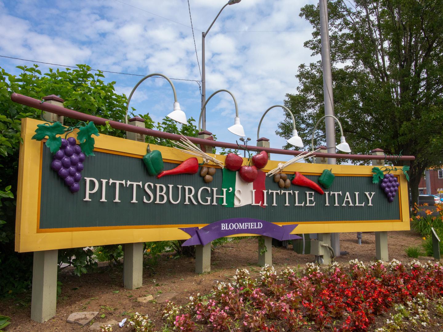 A welcome sign to Pittsburgh’s Little Italy neighborhood