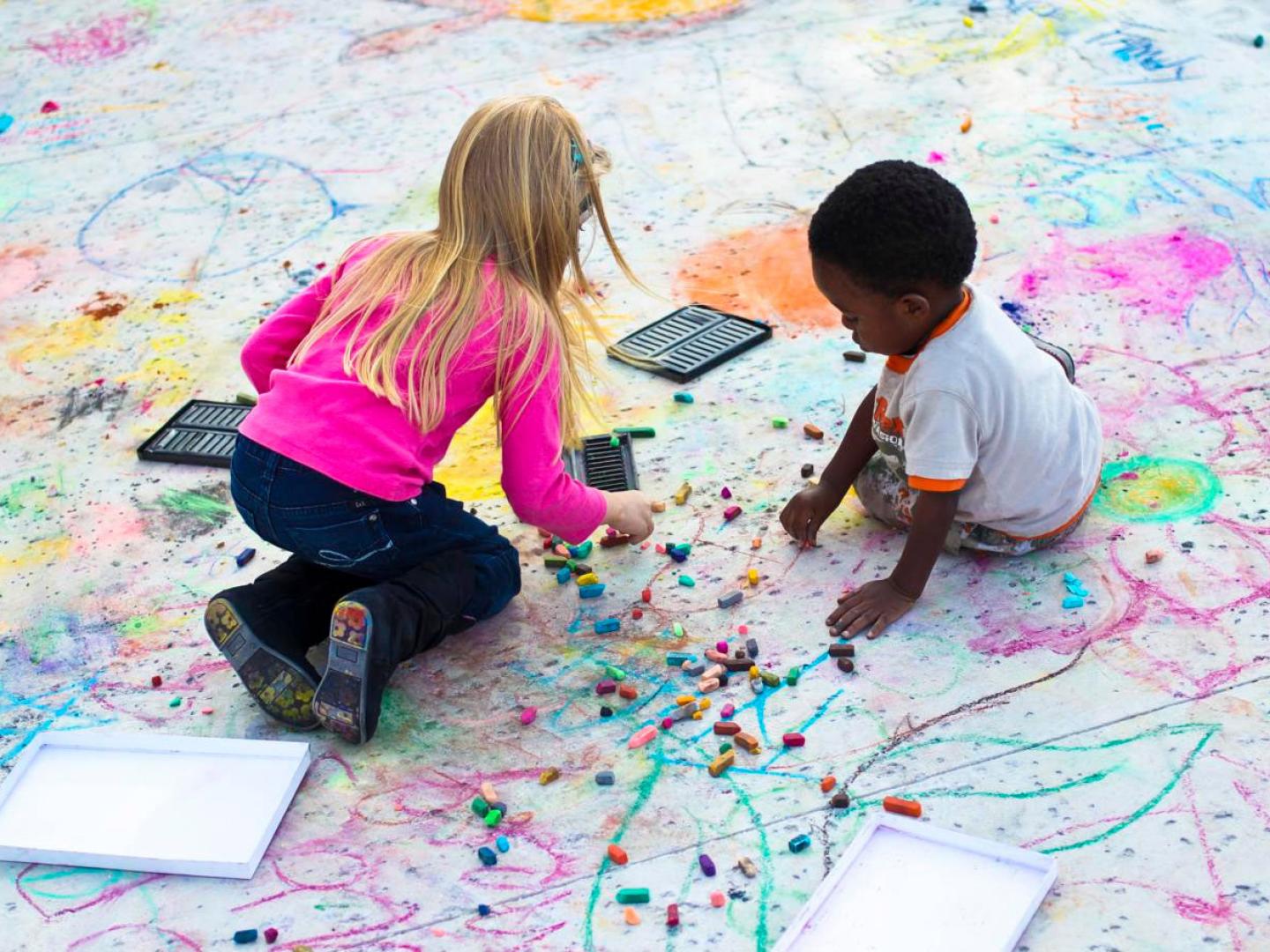 Kids participating in interactive arts during ArtSlam in Bradenton, Florida