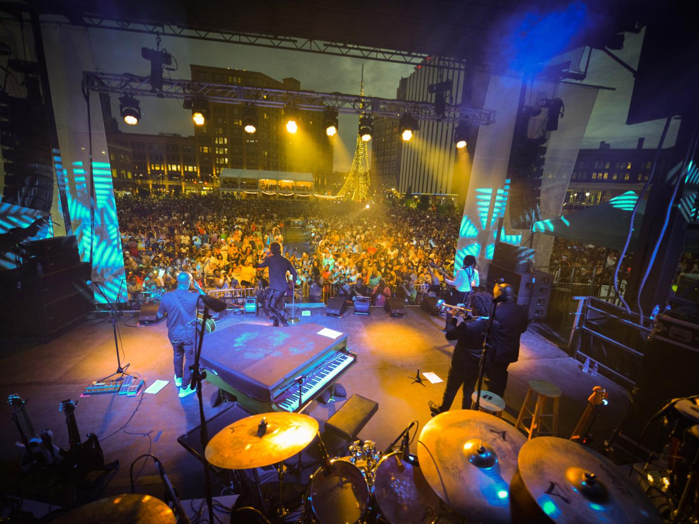 A band performs at the Rochester International Jazz Festival in Rochester, New York