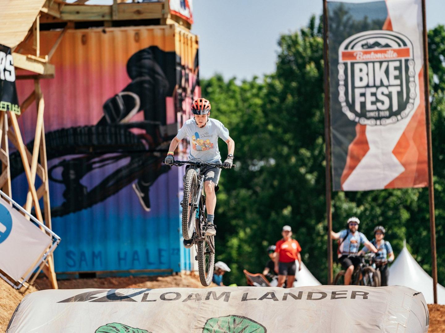 Cyclists compete at the Bentonville Bike Fest in Bentonville, Arkansas