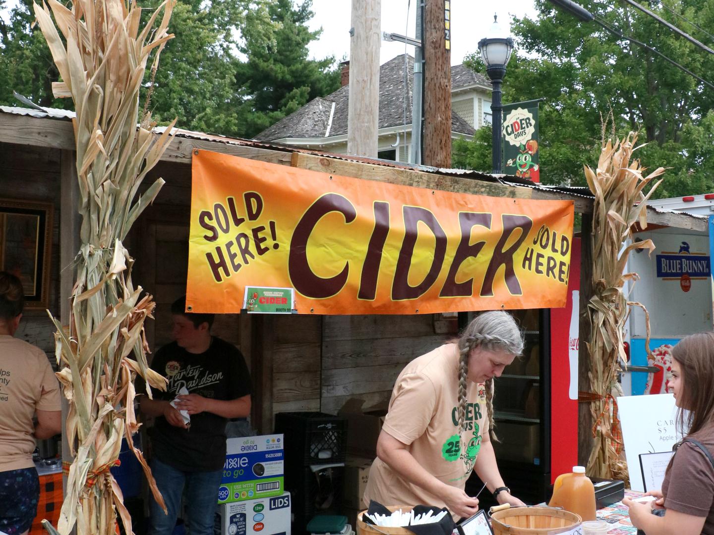 Selling apple cider at the annual Cider Days event in Springfield, Missouri