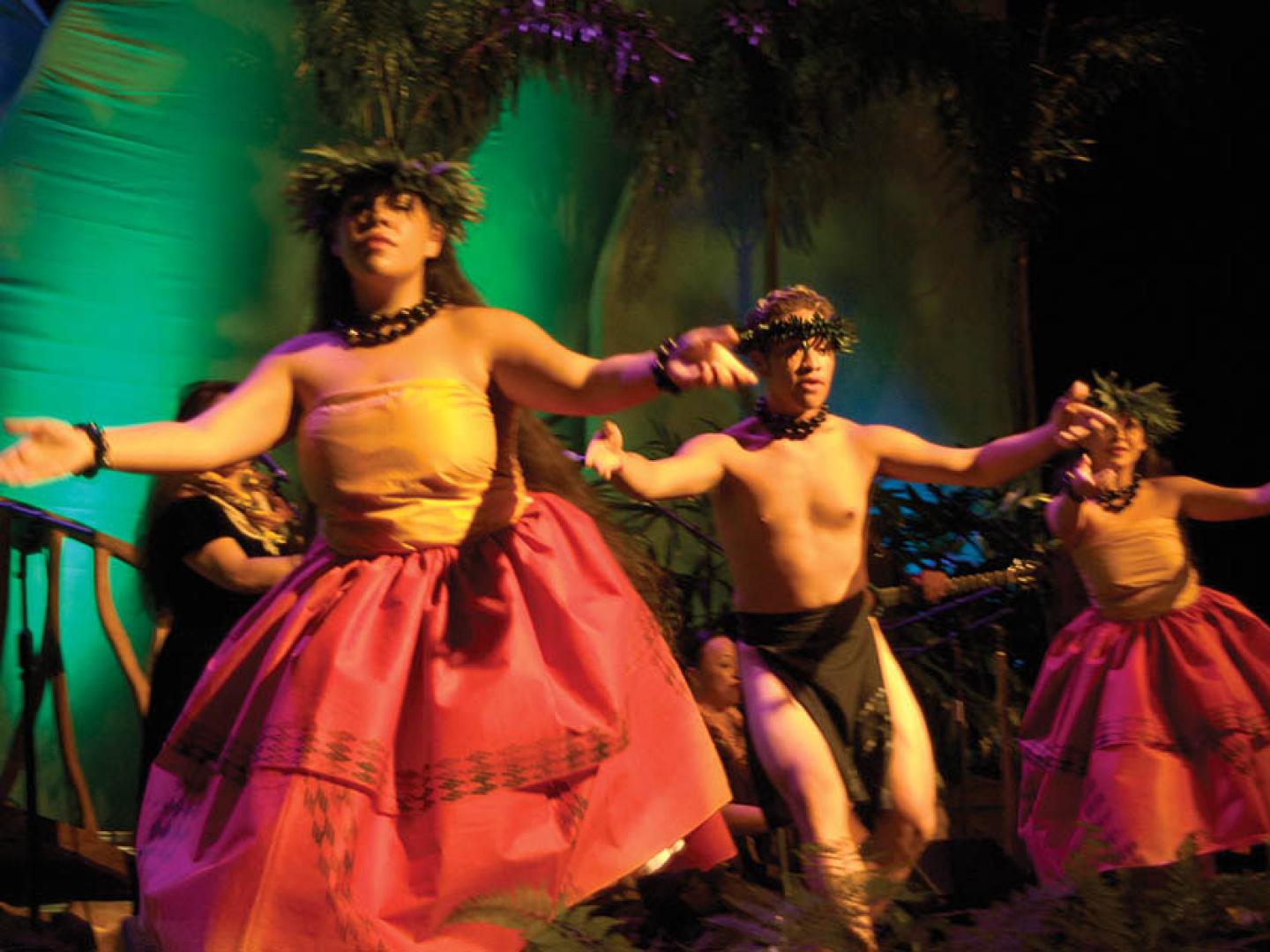 Performers dancing during the annual Celebration of the Arts event in Kapalua, Hawaiʻi