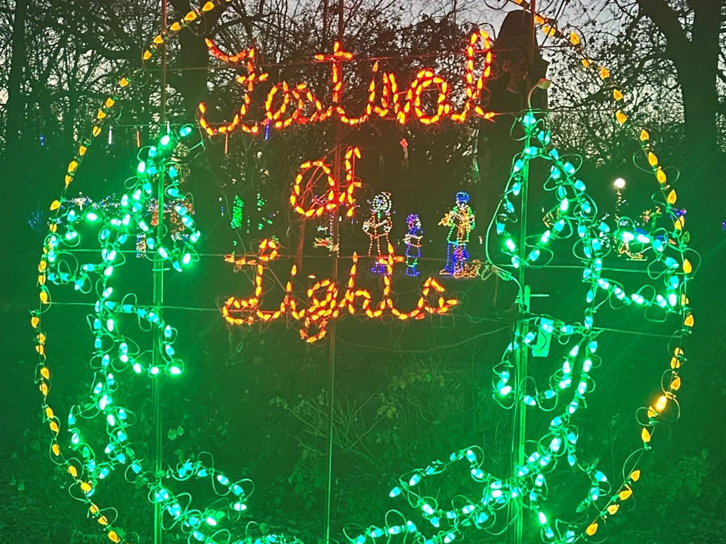 Colorful holiday lights in Chillicothe, Missouri