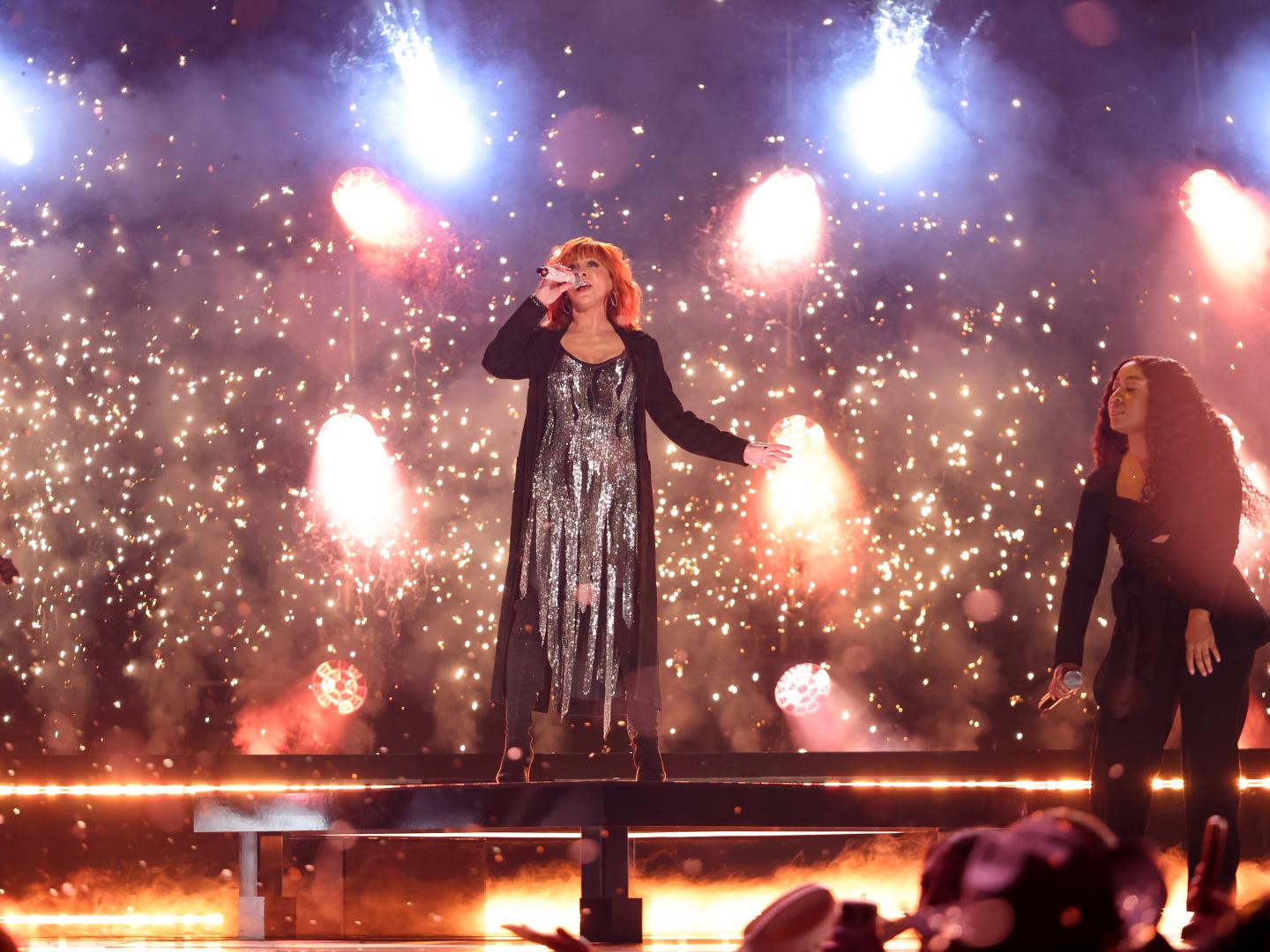 Singer Reba McEntire performing at the Academy of Country Music Awards in Frisco, Texas