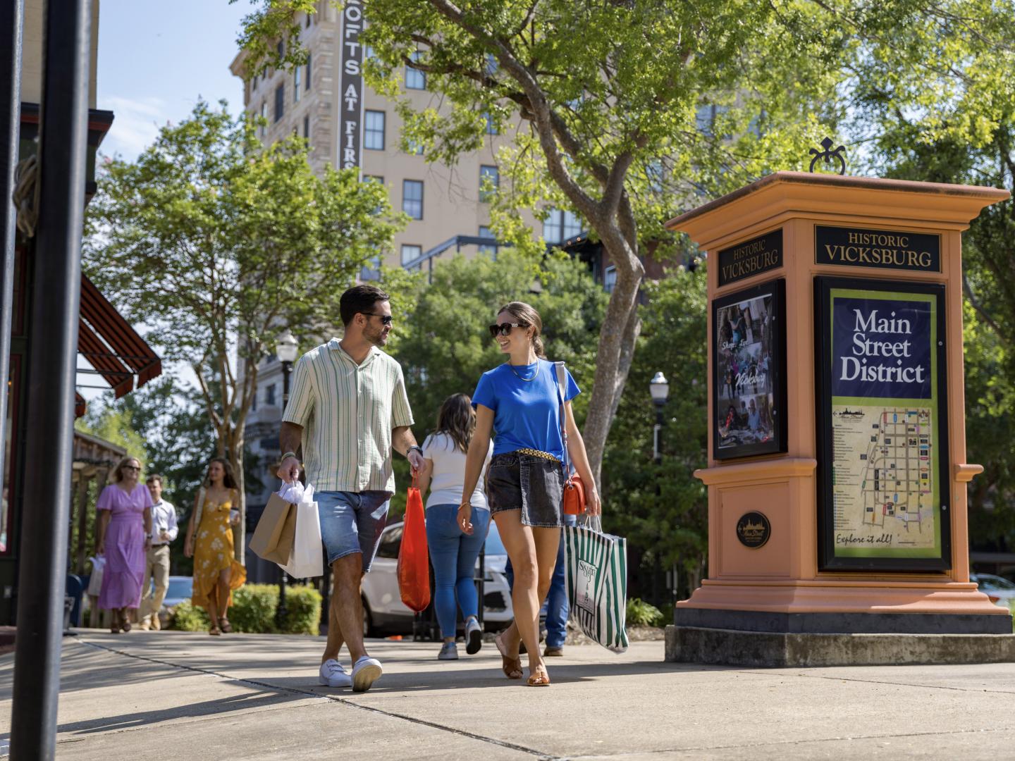 Vicksburg Hipstoric Art Festival attendees in the historic downtown district in Vicksburg, Mississippi