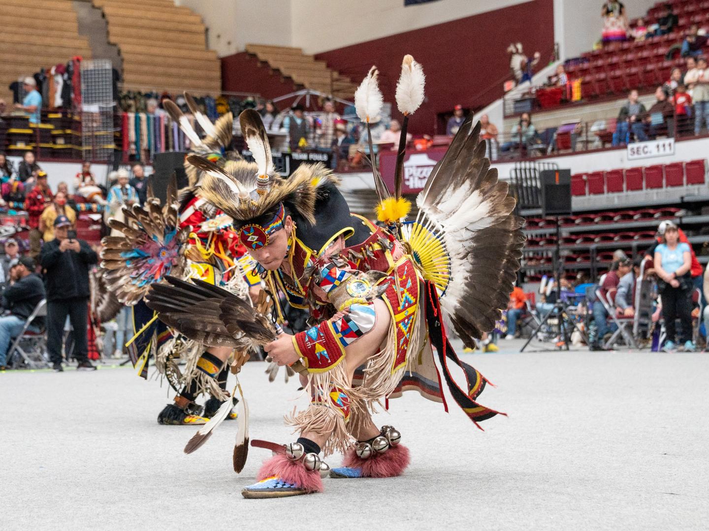 An Indigenous dancer at the annual Kyiyo Pow Wow Celebration in Missoula, Montana