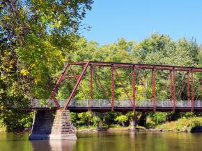 Peaceful Cedar River views from a historic pedestrian bridge Peaceful Cedar River views from a historic pedestrian bridge