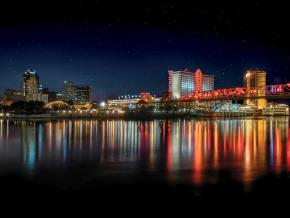 Watercolor Shreveport-Bossier at night