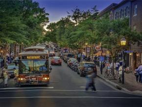 The free King Street Trolley, which runs from the Metrorail Station to the waterfront The free King Street Trolley, which runs from the Metrorail Station to the waterfront