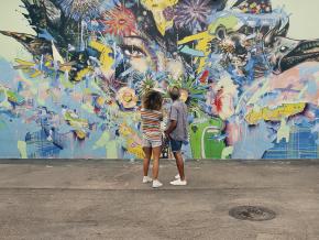 Viewing street art in the creative district of Wynwood Viewing street art in the creative district of Wynwood