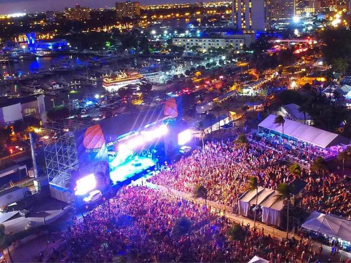 Nighttime aerial view over the Riptide Music Festival