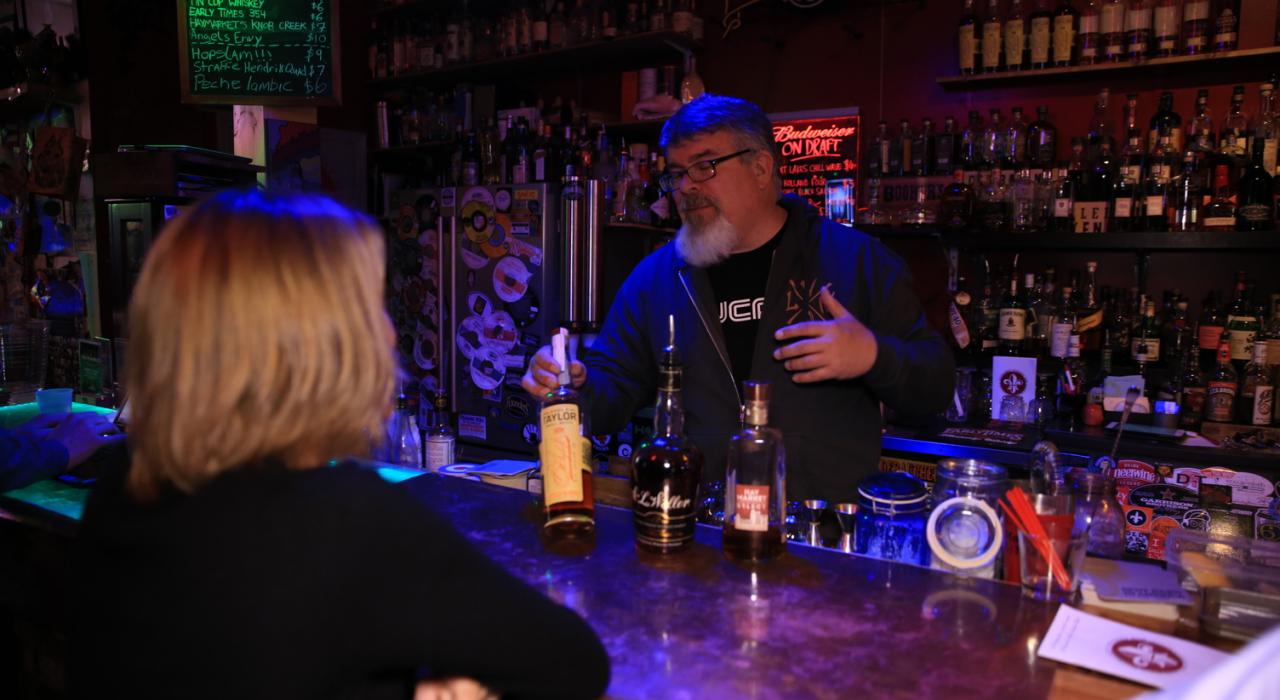 Sampling spirits at Haymarket Whiskey Bar in Louisville