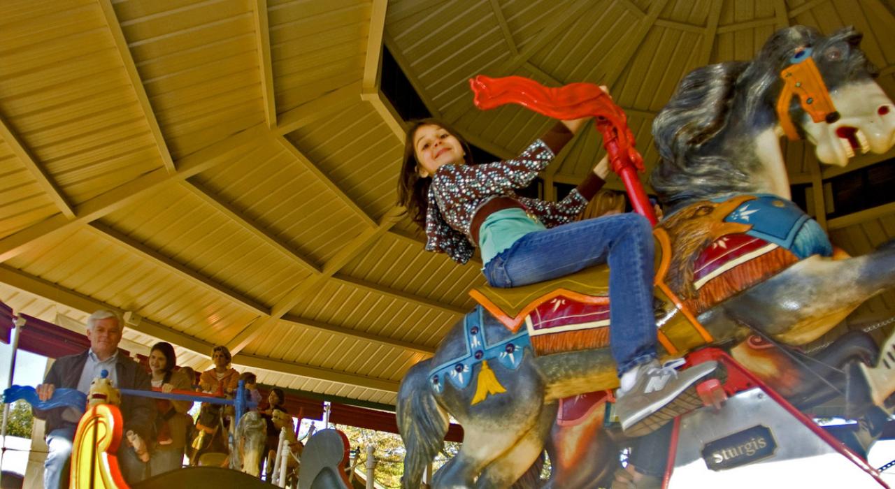 The Little Rock Zoo's Arkansas Carousel, the last remaining functional Over-the-Jumps carousel in the world
