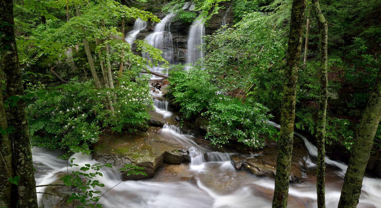 Small waterfall on Laurel Creek near Beckley, West Virginia
