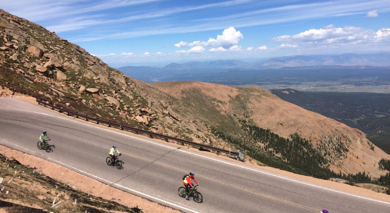 A guided bike ride down Pikes Peak Highway