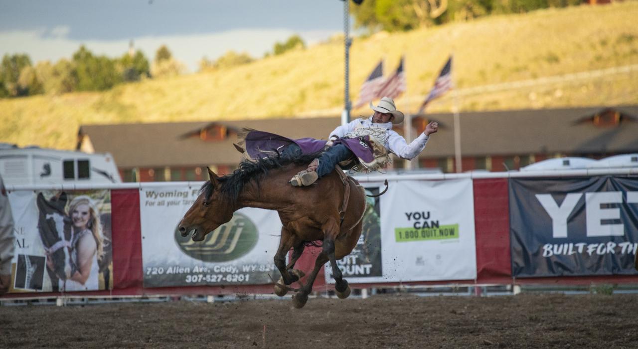 A competitor at the Cody Nite Rodeo in Wyoming