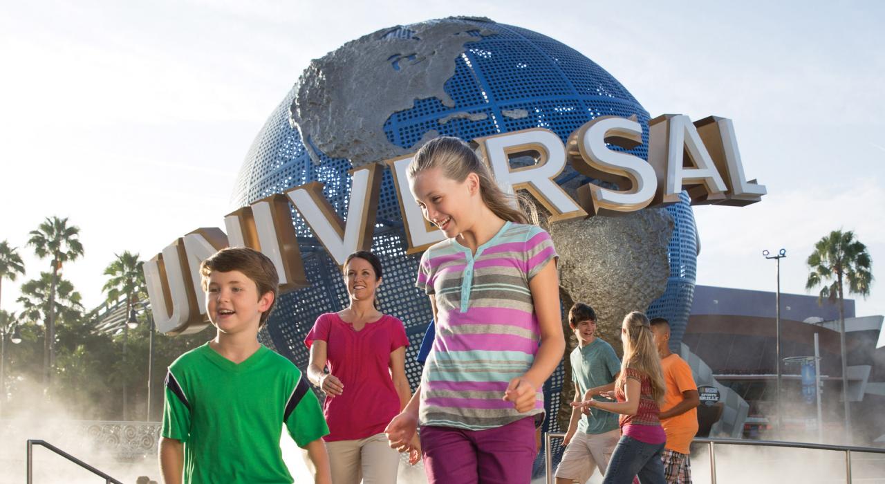 佛罗里达州 Universal Orlando Resort 的标志性球形标志