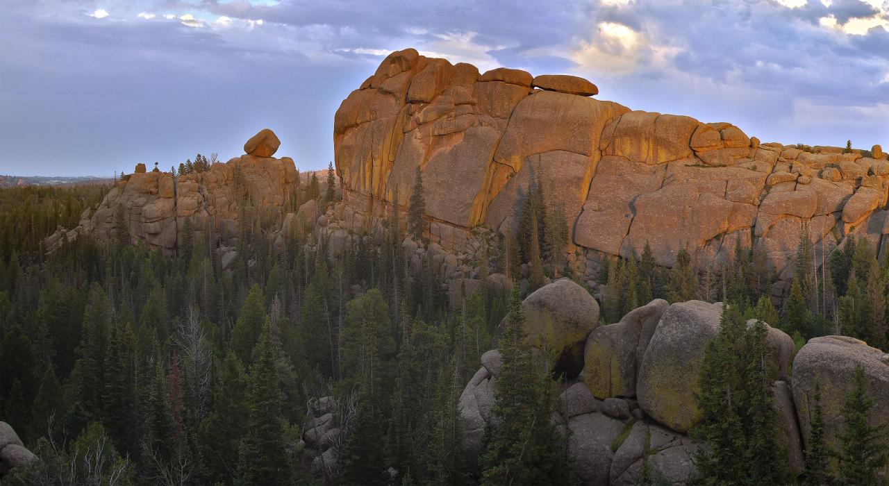 Towering rock formations at Vedauwoo Recreation Area, a popular climbing spot