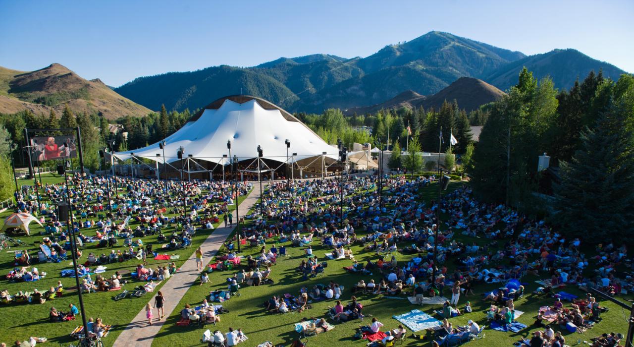 The community gathers for a concert at Sun Valley Pavillion