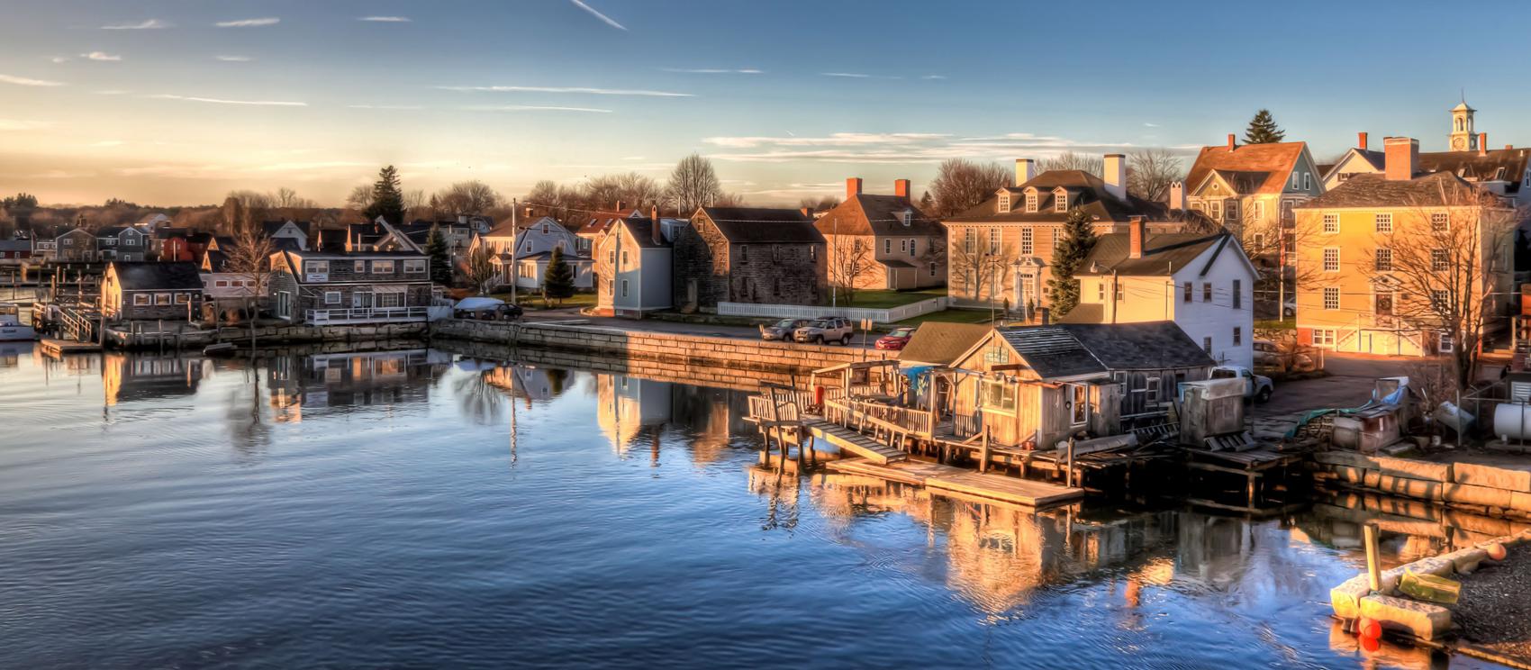 Sunrise over the water in Portsmouth