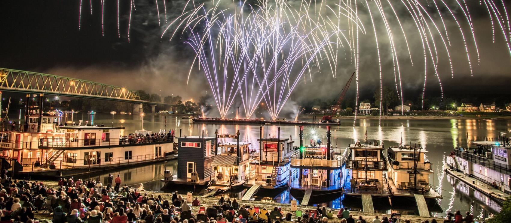 Fireworks display during the Ohio River Sternwheel Festival in Marietta